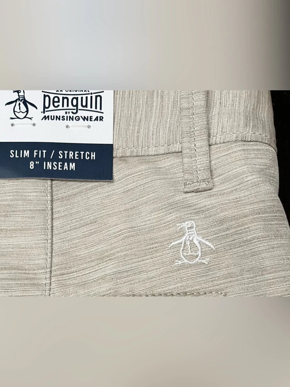 Original Penguin Men's Light Beige Flat-Front Shorts